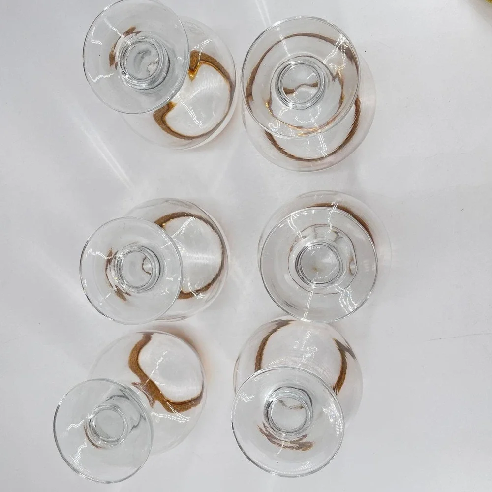 Pasabahce Pincle Turkey Gold Rim Brandy Snifter Glasses Set of 6 Art of Glass